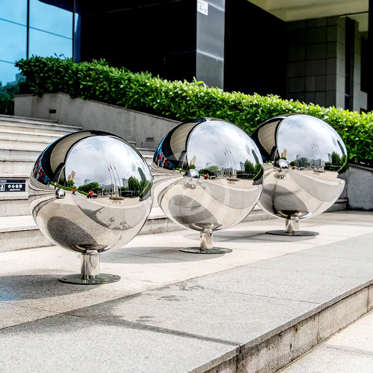 Polished Mirror Stainless Steel Hollow Sphere with Base