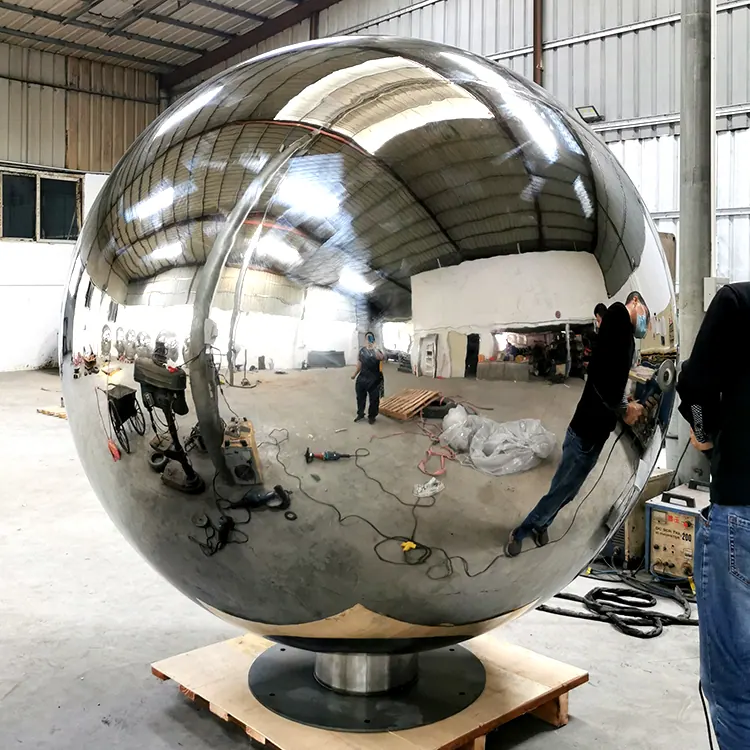 Mirror polished stainless steel spheres in the workshop
