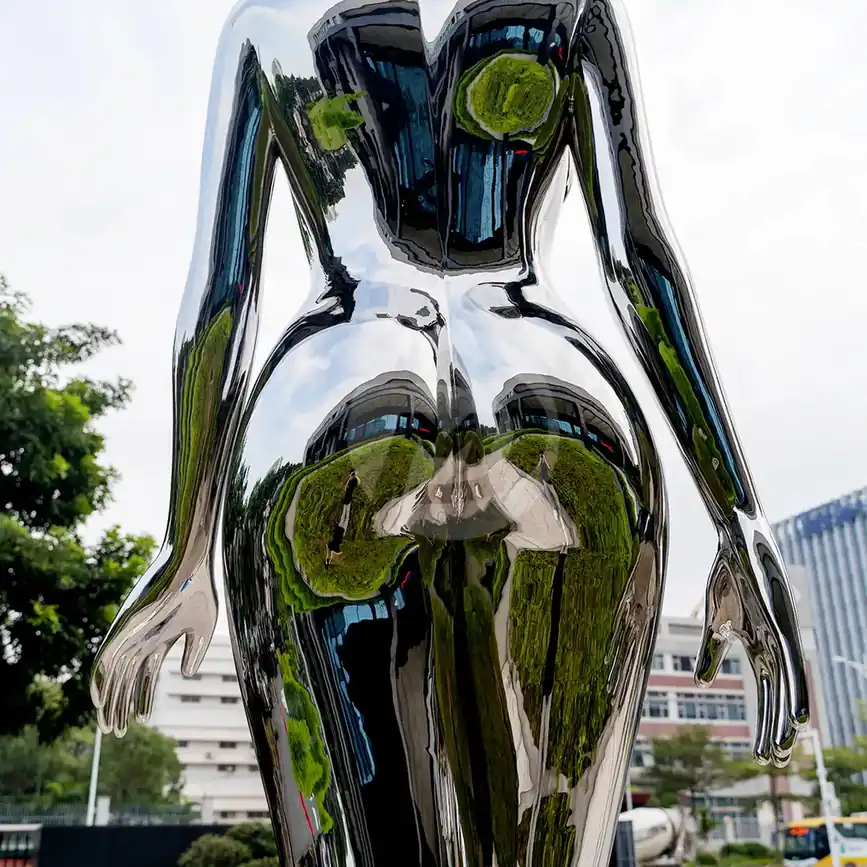 Mirror Polished Robot Sculpture in Japan, view 5