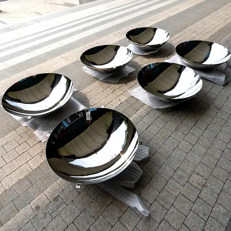 Stainless Steel Water Bowl, Hemisphere, Dome Disks Mirror Concave Sculpture