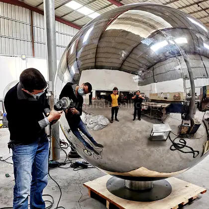 84 Inch Garden Mirror Sphere in Cork