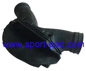 4TV-2838N-00 — moulded rubber duct with a compound curve and a moulded collar