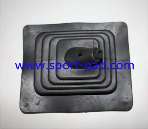 Gear Shift Gator — square moulded rubber boot with concentric step rings and a central aperture