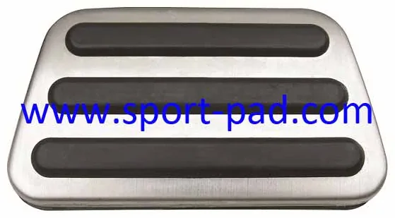 Mustang Sport Pad 1 — rectangular stainless face, three rubber bars, tighter corner radii