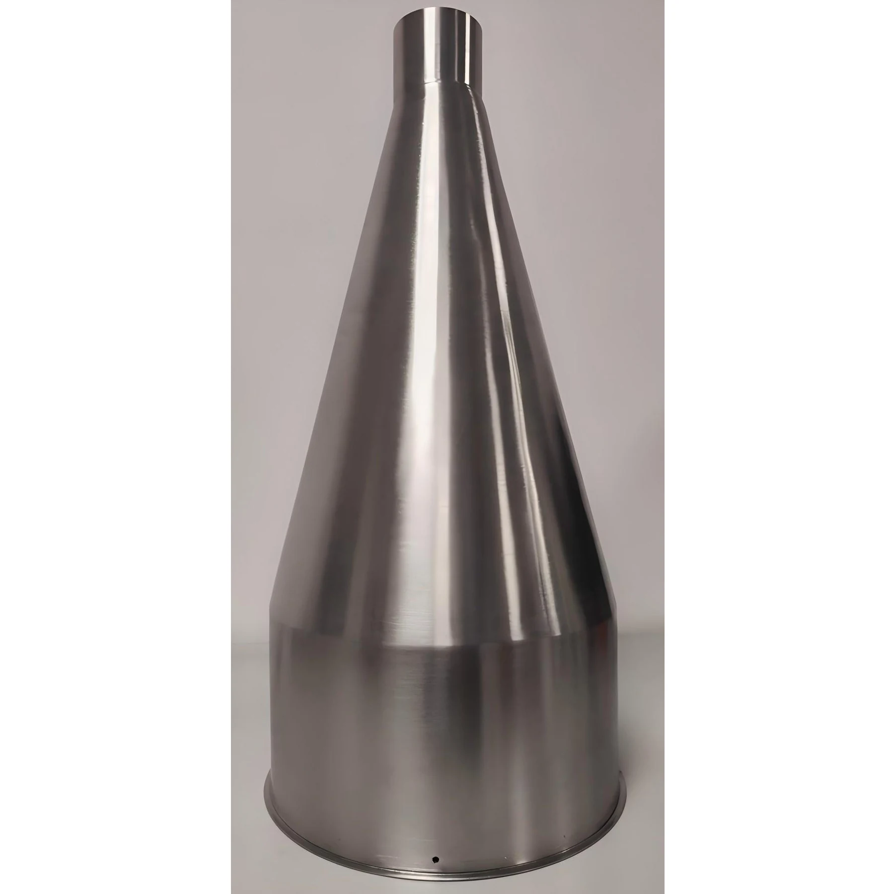 Brushed stainless steel discharge cone for a bulk material scale