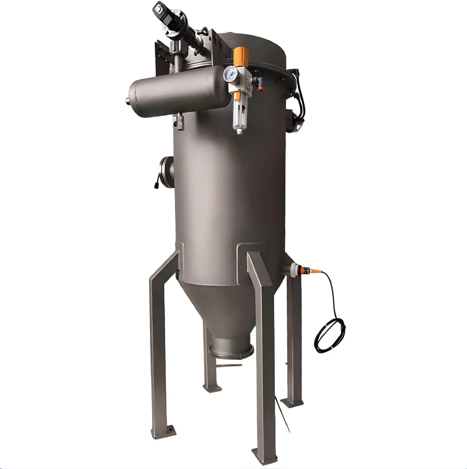 Stainless steel cartridge dust collector with conical body and filter housing