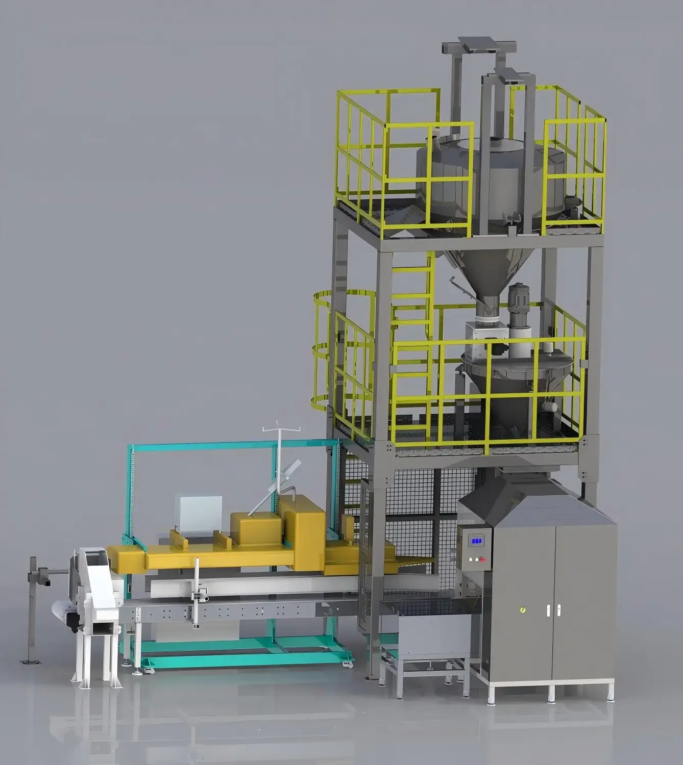 Valve bag packaging machine used for bagging plastic granules and chemical powders