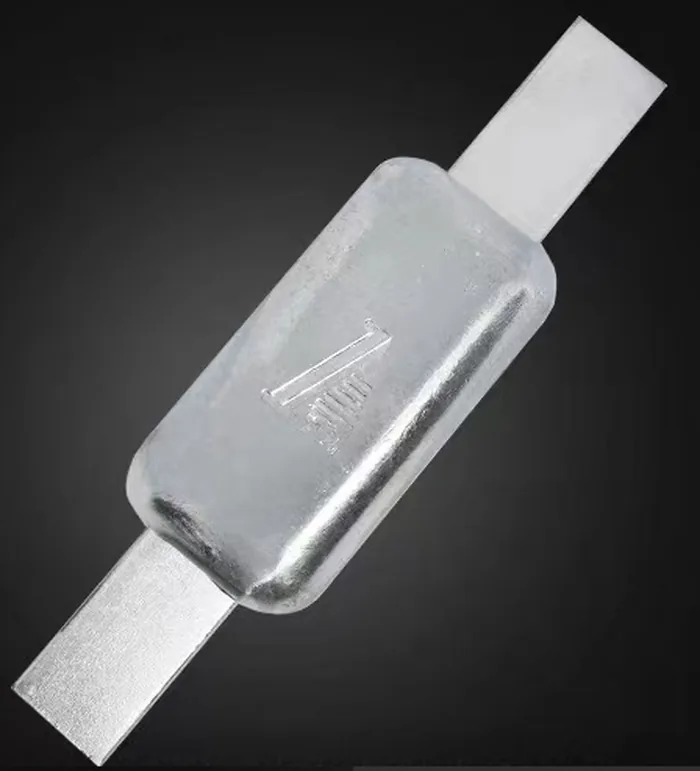 Bolted/Welding Type Marine Zinc Anodes Marine anti-corrosion zinc block Sacrificial zinc anodes for boat side view