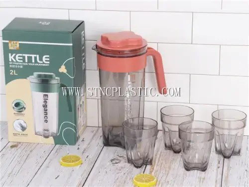 Plastic Cold Water Seal Bottle 2L+water Cup 310ML*4pcs NC030678 plastic houseware product photograph
