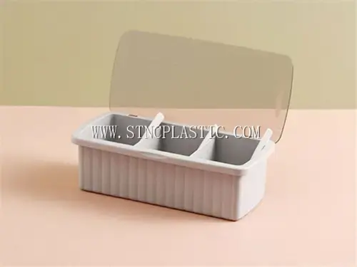 3 Compartments Flipped Seasoning Box With Spoon NC030999 plastic houseware product photograph