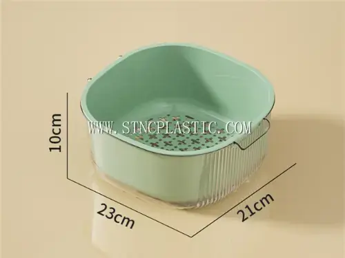 2.5L Plastic 2 In 1 Transparent Square Crisper Box With Hollow Basket NC031507 from the Sieve Set With Tray And Lid range