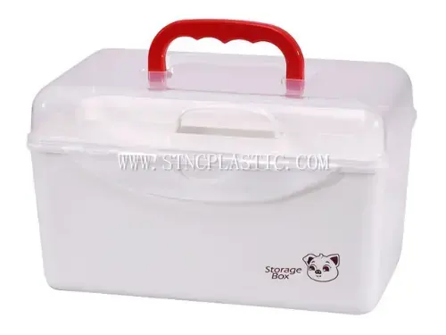 Multi-Function White Storage Box With Handle NC033885 plastic houseware product photograph