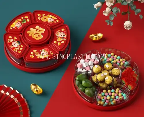 Plastic 6 Compartments Rotating Candy Box NC034158 plastic houseware product photograph