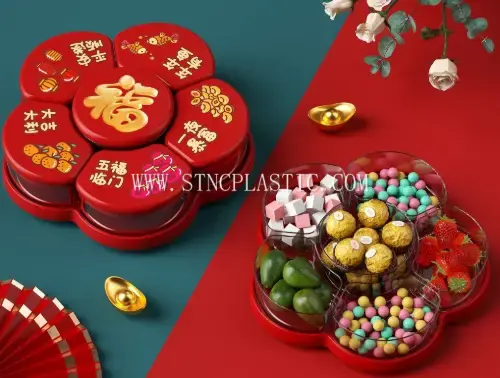 Plastic Plum-Blossom-Shaped 6 Grids Candy Box NC034159 plastic houseware product photograph