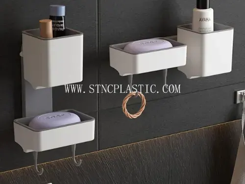 Plastic Unprinted Wall-Mounted Multifunctional Storage Rack With Hook NC034731 plastic houseware product photograph