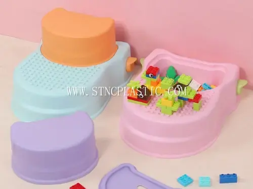 Plastic Kids Space-Themed Step Stool With Building Blocks NC034915 plastic houseware product photograph