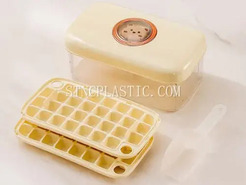 Double-Layer Press-Type Silicone Ice Tray With Ice Storage Box NC035056 plastic houseware product photograph