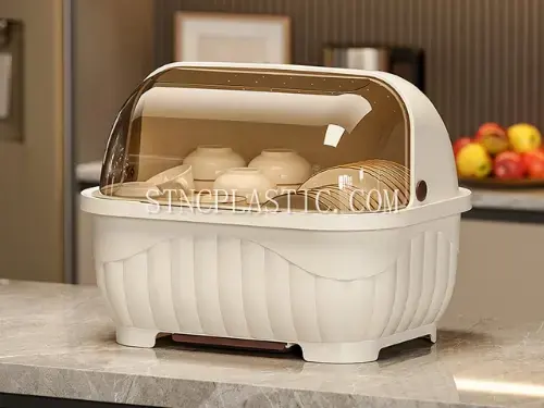 Plastic Flip Lid Kitchen Cutlery Holder With Sieve NC035064 plastic houseware product photograph