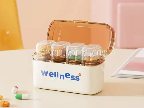 Plastic Portable Medicine Box With 4 Inner Boxes S NC035129 plastic houseware product photograph
