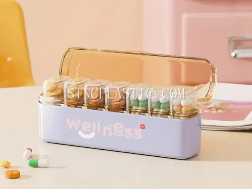 Plastic Portable Medicine Box With 7 Inner Boxes L NC035130 plastic houseware product photograph