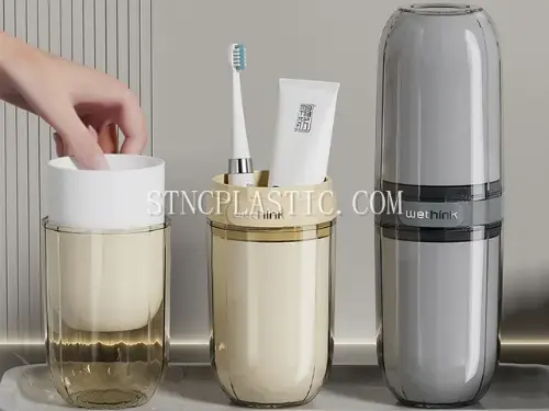 Transparent Portable 4pcs Toothbrush Cup NC035188 plastic houseware product photograph
