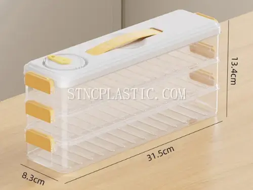Slim Stackable 3-Layer Dumpling Fresh-Keeping Box NC035214 plastic houseware product photograph