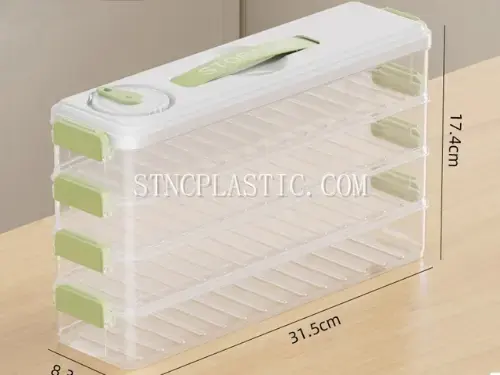 Slim Stackable 4-Layer Dumpling Fresh-Keeping Box NC035215 plastic houseware product photograph