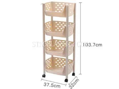 Plastic 4-Layer Vegetable Rack With Wheels NC035232 plastic houseware product photograph