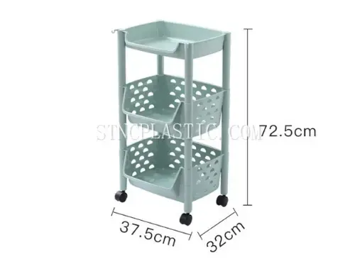Plastic 2-Layer Vegetable Rack With Top Cover With Wheels NC035233 plastic houseware product photograph