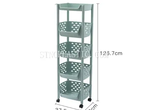 Plastic 4-Layer Vegetable Rack With Top Cover With Wheels NC035235 plastic houseware product photograph