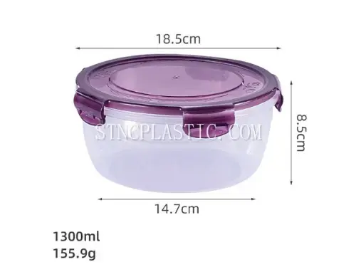 Plastic Round Fresh Keeping Box 1.3L NC035359 plastic houseware product photograph
