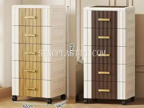 43cm Width 6-Layer Two-Tone Wood Grain Panel Storage Cabinet NC035478 plastic houseware product photograph