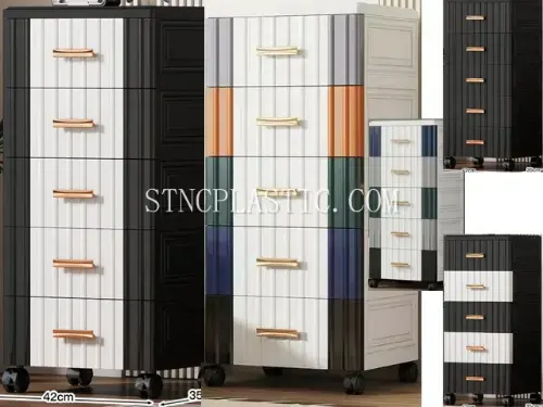 42cm Width 5-Layer European-Style Two-Tone Panel Storage Cabinet NC035480 plastic houseware product photograph