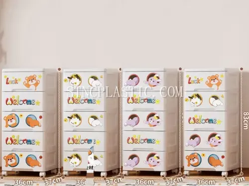 Plastic 37cm Wide Cartoon 5-Layer Wardrobe NC035483 plastic houseware product photograph