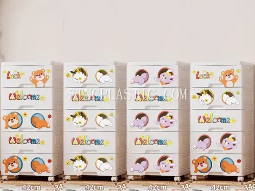 Plastic 42cm Wide Cartoon 5-Layer Wardrobe NC035484 plastic houseware product photograph