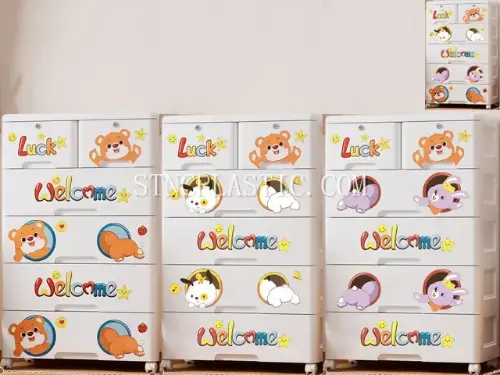 Plastic 65cm Wide Cartoon Wardrobe With 2 Small Drawers NC035485 plastic houseware product photograph