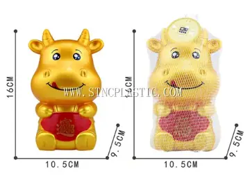 Plastic Cartoon Golden Cattle Coin Bank NC028335