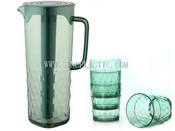 Plastic Crystal Water Jug 2L W/Ice-Lolly+water Cup 4*310ML NC030429