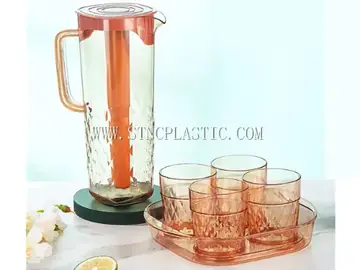 Plastic Crystal Water Jug 2L W/Ice-Lolly+tray+water Cup 4*310ML NC030430