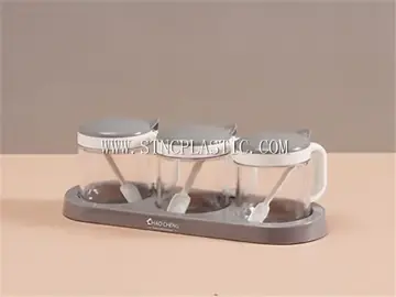 Plastic 3 Pcs/Set Of Press Cover Seasoning Cans W/Spoon NC030899