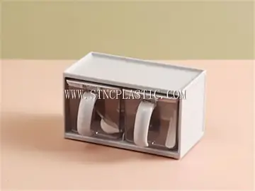 Pull Type 2 Compartments Condiment With Spoon NC031001