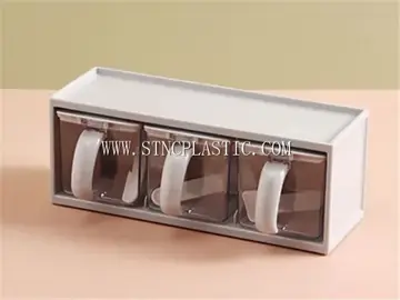 Pull Type 3 Compartments Condiment With Spoon NC031002