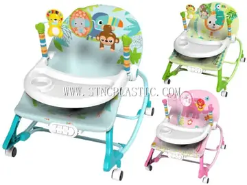 Baby Sliding Dining Plate Rocking Chair With Universal Wheels&Traction Handle(giraffe/Grey NC031220