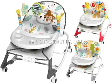 Baby Sliding Dining Plate Rocking Chair With Universal Wheels&Traction Handle(giraffe/Grey NC031221