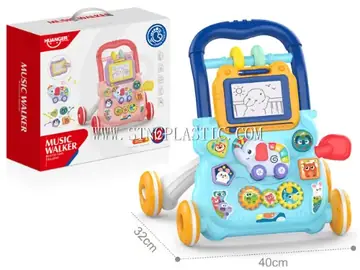 Cartoon Elephant Hand Pushed Baby Music Walker (blue/Pink) NC031233
