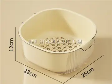 4.5L Plastic 2 In 1 Transparent Square Crisper Box With Hollow Basket NC031508