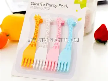 Plastic Girffe Shape Fork (12pieces/Set) NC032793