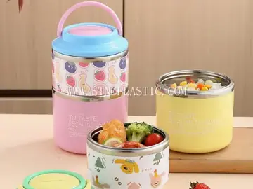 2 Layers Round 304 Stainless Steel Thermal Lunch Box 1060ml NC033975