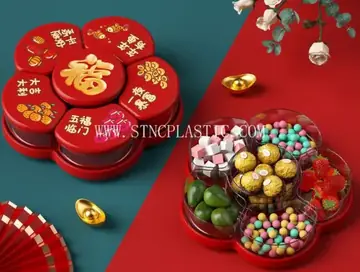 Plastic Plum-Blossom-Shaped 6 Grids Candy Box NC034159