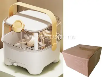 Plastic Handheld Milk Bottle Drying Box With Inner Sieve & Transparent Cover NC034429
